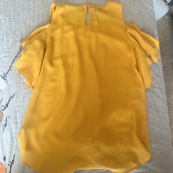 BCX Mustard Yellow Cold Shoulder Top - Picture 6 of 7